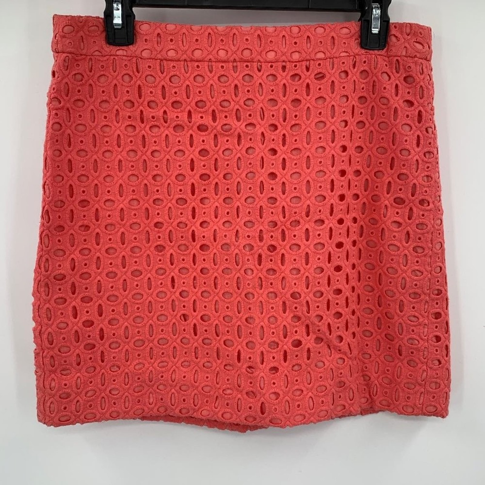 Coral Eyelet Mini Skirt - Picture 3 of 7